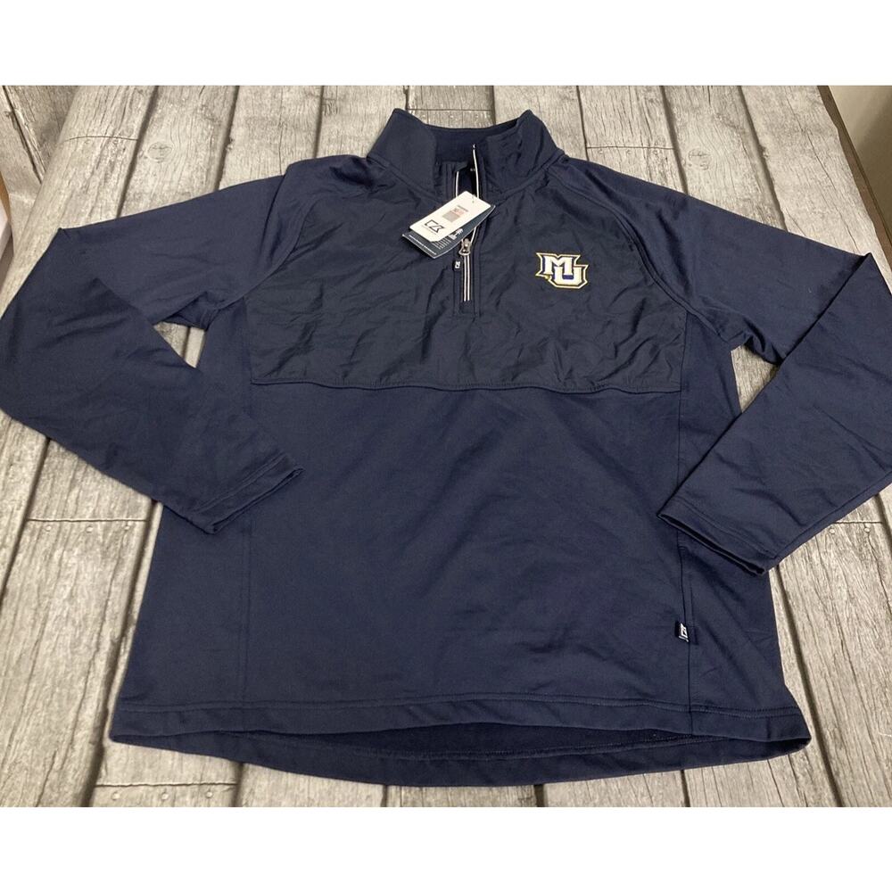 NWT Men's Cutter & Buck Navy Marquette Golden Eagles 1/4 Zip Pullover Small